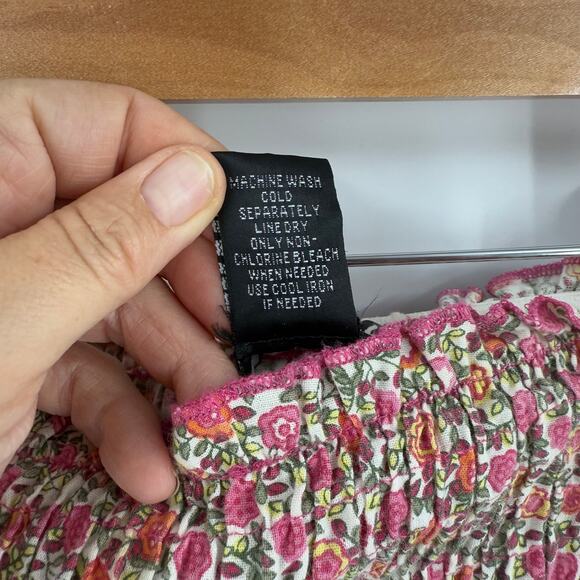 Y2K Wet Seal Smocked Floral Mini Dress XL Sleeveless Pockets Cottagecore Boho - Picture 4 of 9